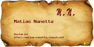 Matias Nanetta névjegykártya